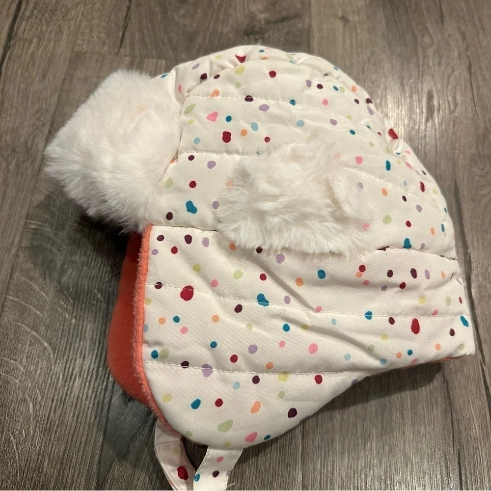 New SWISS TECH GIRLS Bright Multicolor Lined Polka Dot Trapper Hat Faux Fur